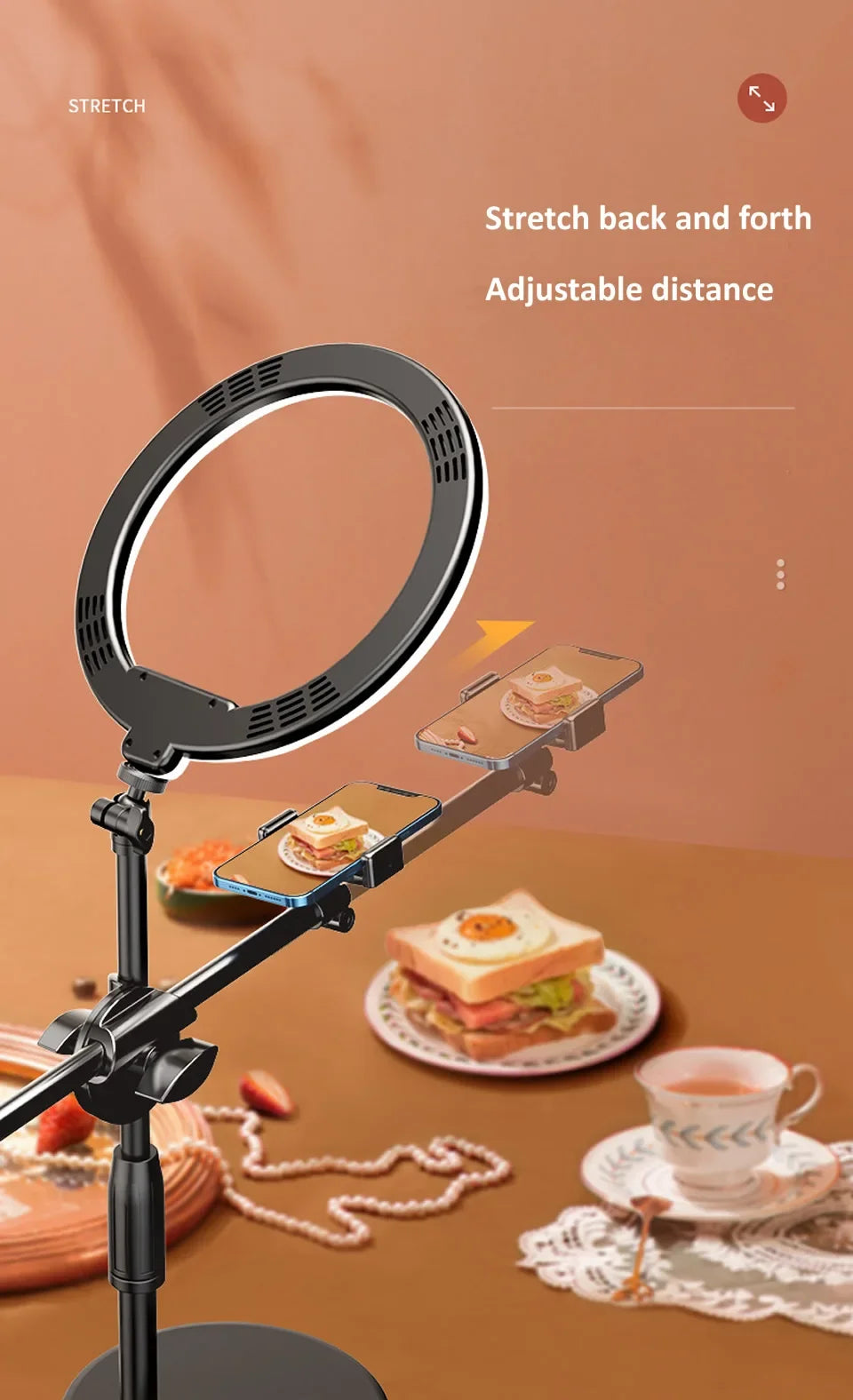 Ring Lamp Desktop Stand Lighting Professional Live Broadcast Fill Light For Nail Art With Tripod LED Ring Light Phone Holder