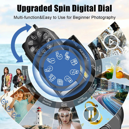 4K Digital Camera for Photography 16X Digital Zoom Vlogging Camera for YouTube 64MP WiFi Auto Focus Video Camera 3" Flip Screen