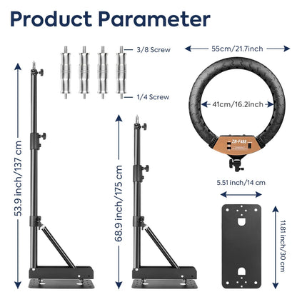 22" Ring Light Kit With Boom Arm Stand, 3200-6500k Dimmable Led Video Light,With Carrying Bag For Phone,Barber Shop,Beauty Room