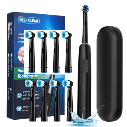 Electric ToothbrushRotating for Adults Deep Cleaning Teeth Tooth Brush Rechargeable Power Smart Timer with 8 Brush Heads
