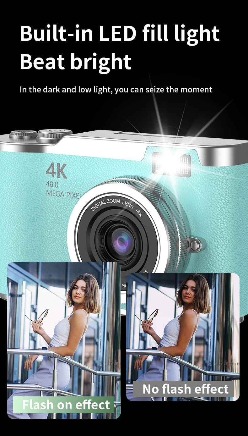 Digital Camera 4K 48MP Photography Camera Video Camcorder Rechargeable Cameras 2.4 inch Screen Camcorder for Kid Adult Beginners