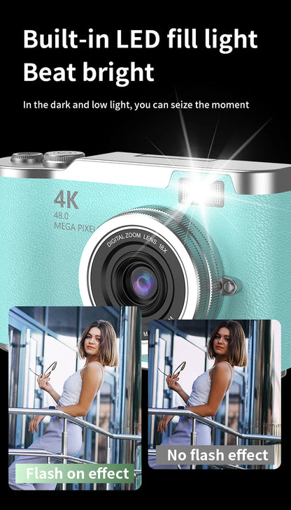 Digital Camera 4K 48MP Photography Camera Video Camcorder Rechargeable Cameras 2.4 inch Screen Camcorder for Kid Adult Beginners