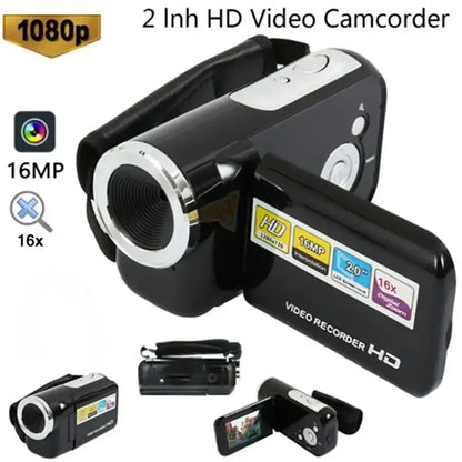Mini Video DV Camcorder, 16MP 2 Inch LCD Digital Camera with LED Flash, Handheld Portable Home Outdoor Video Recorder Gift