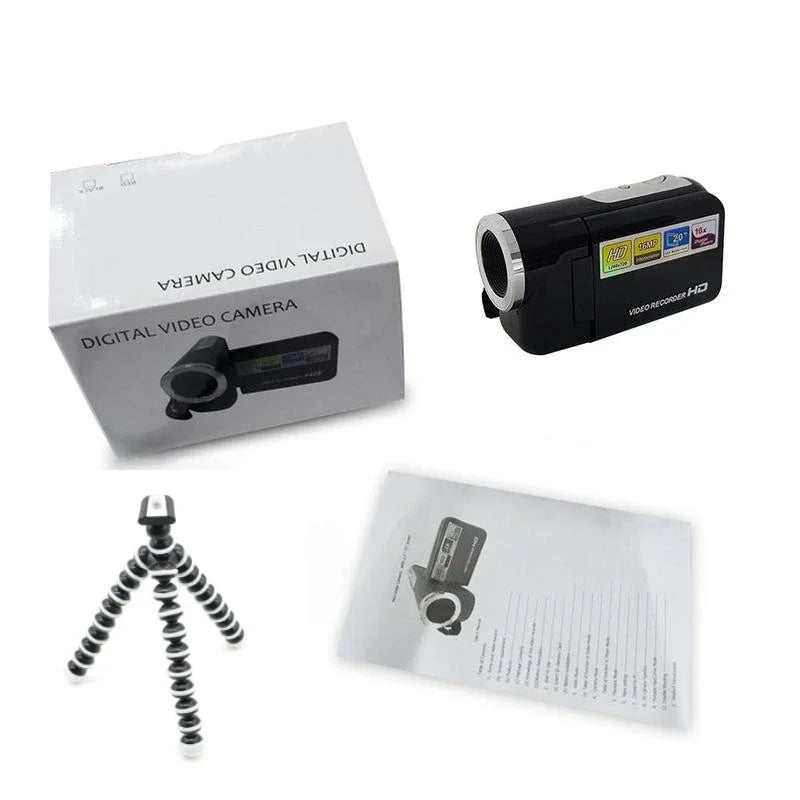 Mini Video DV Camcorder, 16MP 2 Inch LCD Digital Camera with LED Flash, Handheld Portable Home Outdoor Video Recorder Gift