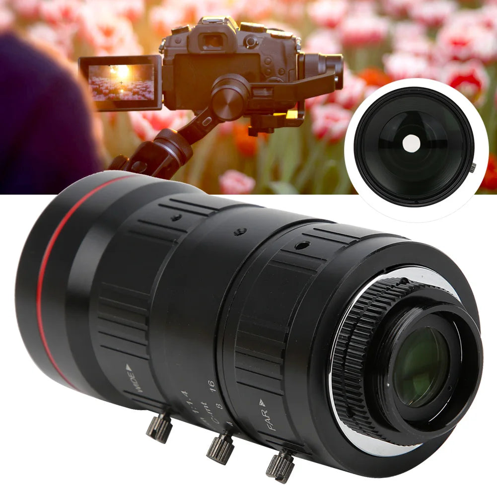 8MP Zoom Industrial Camera Lens C Mount HD 4K Manual Aperture Security CCTV Accessory 10‑40mm Manual Aperture Lens