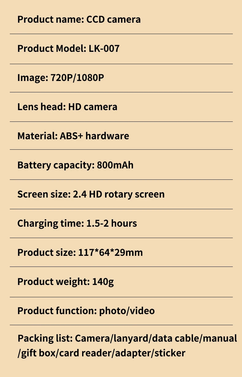 Digital Camera 4K 48MP Photography Camera Video Camcorder Rechargeable Cameras 2.4 inch Screen Camcorder for Kid Adult Beginners