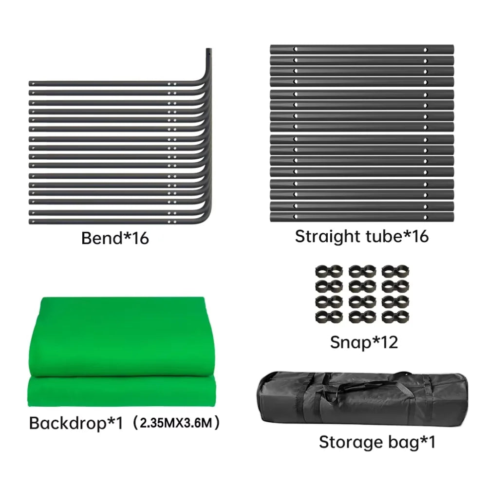 SH Green Screen 2.4X4M Collapsible Chroma Key Backdrop Wrinkle-Resistant Fabric Ultra-Quick Setup background removal for Stream