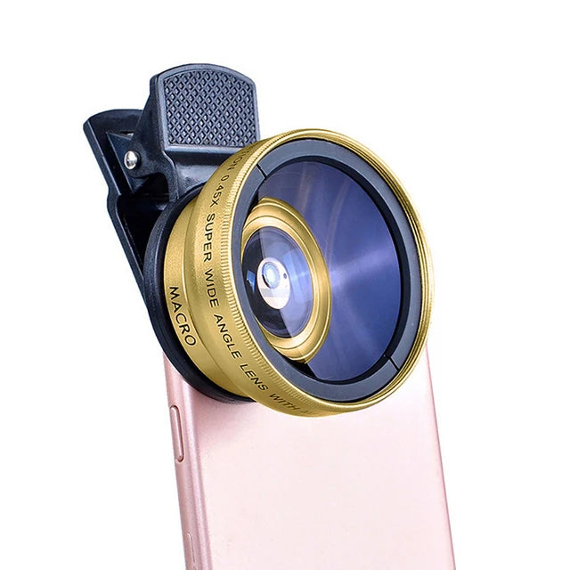 2 Functions Mobile Phone Lens 0.45X Wide Angle Len & 12.5X Macro HD Camera Lens Universal for iPhone Android Phone