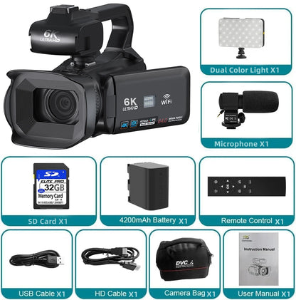 64MP 4K Camcorder 4.0 Inch 270° Rotate Touch Screen 18X 4K UHD Professional Digital Video Camera Youtube Livestream Wifi Webcam