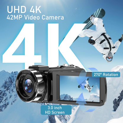 4K Digital Video 18X Digital Zoom 42MP 2 in1 Photo Video Camcorder 3.0 inch Rotatable Screen High Definition Camera DV Cameras