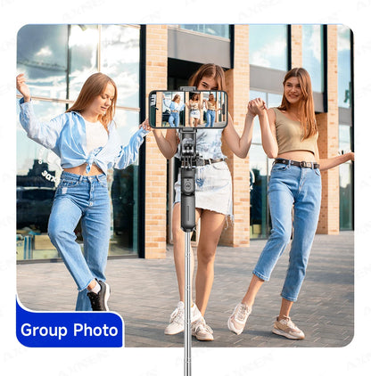 F16 Selfie Stick Tripod with 1708mm Long 8-Section Pole, Bluetooth Remote, 360° Rotation, 1/4 Interface, for Phone Camera Vlog