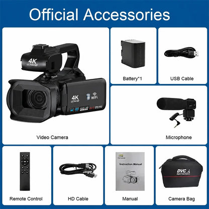 4K HD Video Cameras for Photography 64MP WiFi Livestream Webcam Camcorder 18X Digital Zoom Vlog Recording Camera for YouTube