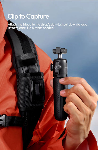 Ulanzi MT66 ClipMate Tripod With Action Connector 3-in-1 Backpack Clip Selfie Stick Tripod For DJI Action 5 Pro/4/3 Vlog Travel