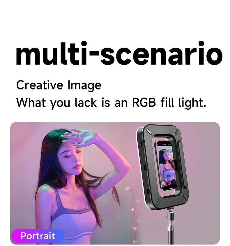 RGB Magnetic Handheld Ring Fill Light - Rechargeable for Phone Live Streaming, Photography, Desktop & Camera Cage Selfie Lightin