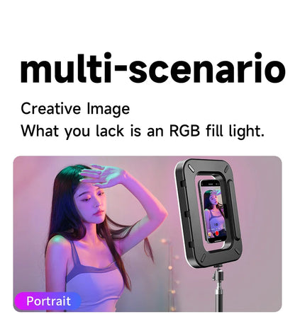 RGB Magnetic Handheld Ring Fill Light - Rechargeable for Phone Live Streaming, Photography, Desktop & Camera Cage Selfie Lightin