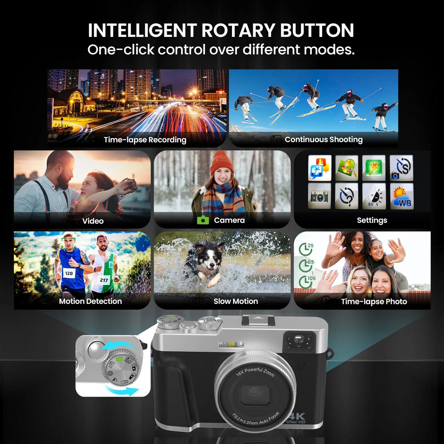 9PC 4K Digital Camera, 48MP Vlog , 16X Zoom, Auto Focus, 2.8'' Screen Photography Travel Selfie Household Professional Camera.