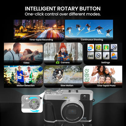 9PC 4K Digital Camera, 48MP Vlog , 16X Zoom, Auto Focus, 2.8'' Screen Photography Travel Selfie Household Professional Camera.