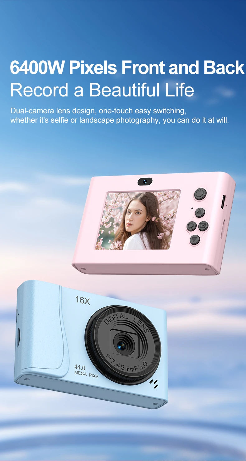 Retro CCD 24 Million Pixels Camcorder 4K Digital Camera 16x Zoom Compact Cameras Auto Focus for Adult Beginners Kids Photograph