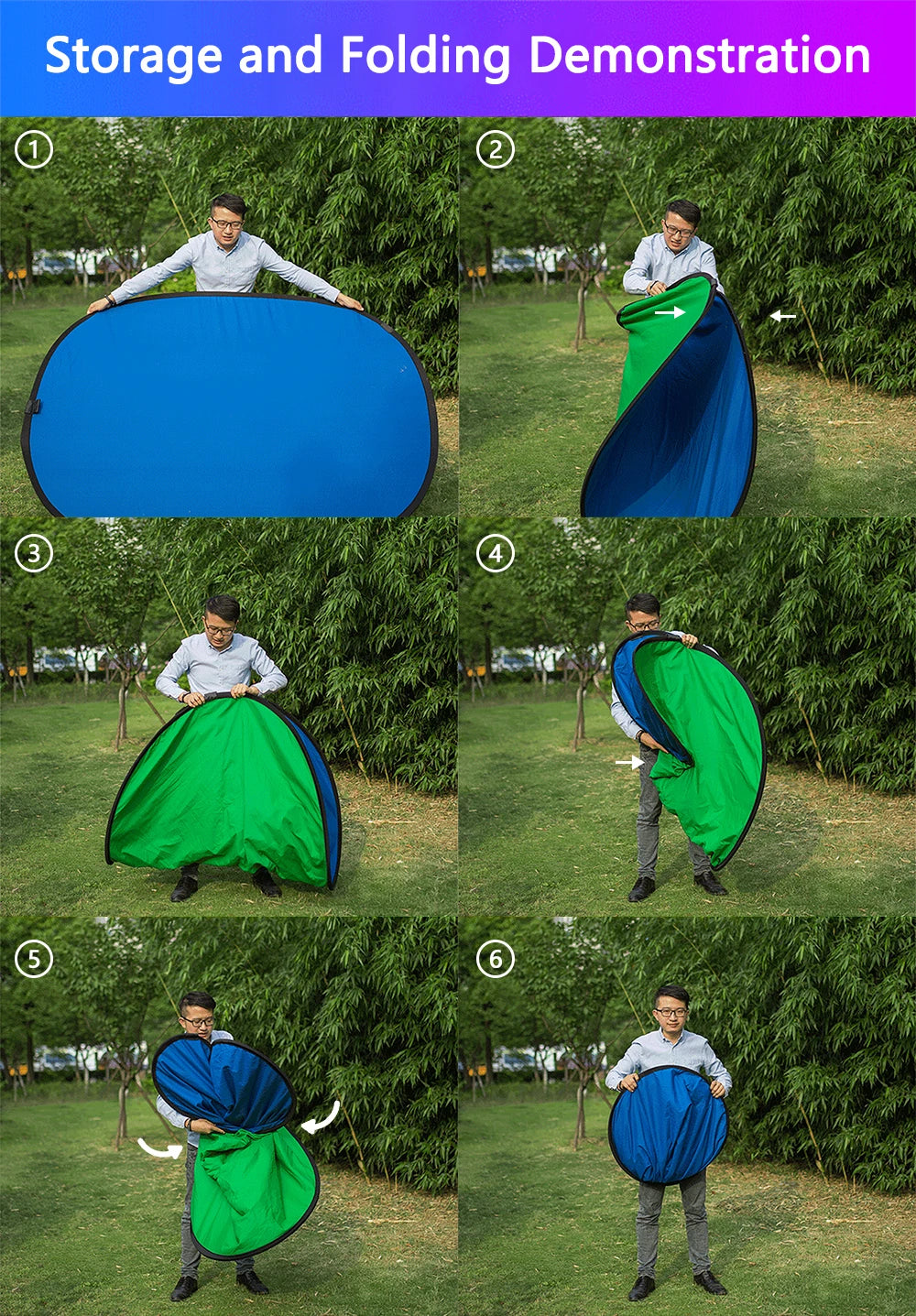 1.5x2M Green Blue Screen Live Streaming Foldable Photography Studio Backdrop Double Sided Background Artistic Graduation Photo