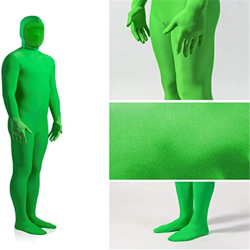 Stretchy Body Green Screen Suit Invisible Effect Tight Suit Bodysuit Unisex Costume for Photo Video Special Effect Festival