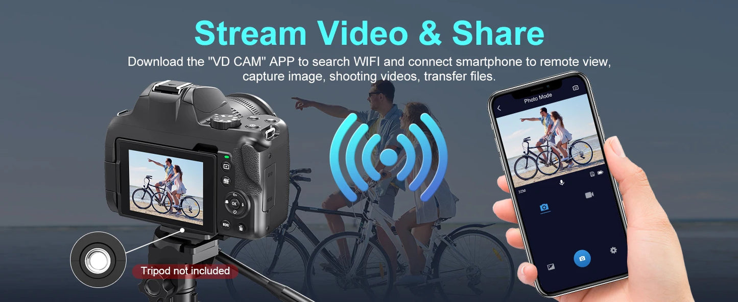 4K Digital Camera Professional photography 12X Optical Zoom 72MP Auto-Focus WIFI Flash Light For Tiktok Ins Youtube Webcast