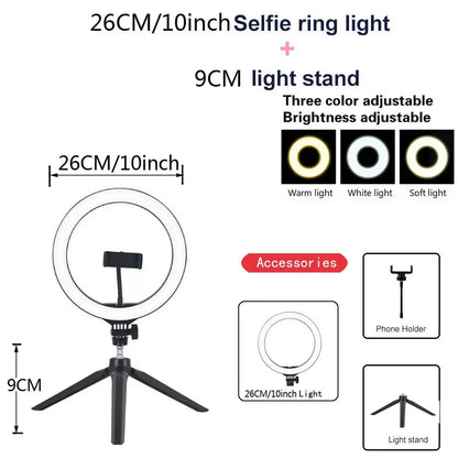26/33cm Photo Ring light Led Selfie Ring Light Phone Bluetooth broadcast bracket Photography Lighting With Tripod