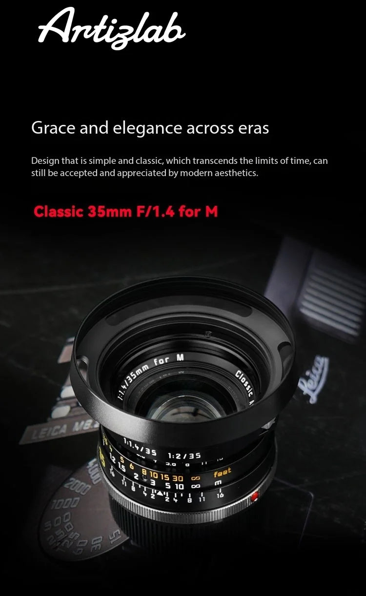 Artizlab 35mm F1.4 Full Frame Camera Lens For Leica M Mount For Leica M240 M3 M6 M7 M8 M9 M9p M10