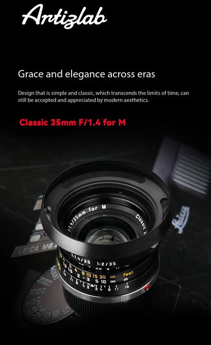 Artizlab 35mm F1.4 Full Frame Camera Lens For Leica M Mount For Leica M240 M3 M6 M7 M8 M9 M9p M10