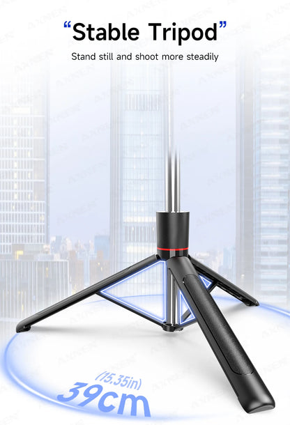 F16 Selfie Stick Tripod with 1708mm Long 8-Section Pole, Bluetooth Remote, 360° Rotation, 1/4 Interface, for Phone Camera Vlog