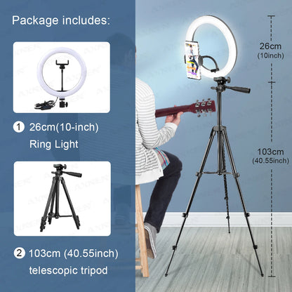 LED Ring Light Photography Light With Tripod Selfie Lamp For Phone Stand Holder Phone Lamp Ringlight For Studio Camera Lighting
