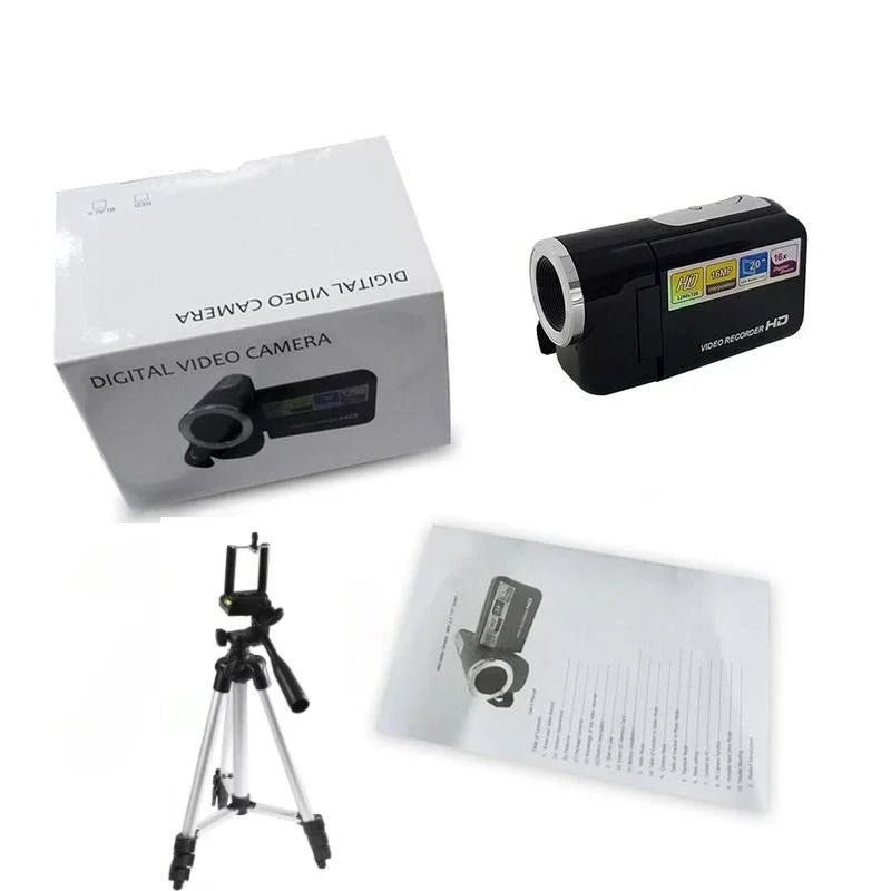 Mini Video DV Camcorder, 16MP 2 Inch LCD Digital Camera with LED Flash, Handheld Portable Home Outdoor Video Recorder Gift