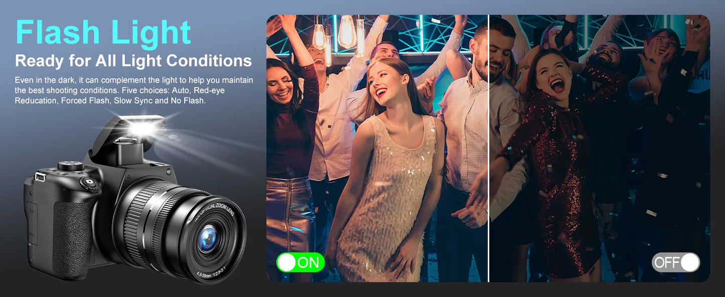 4K Digital Camera Professional photography 12X Optical Zoom 72MP Auto-Focus WIFI Flash Light For Tiktok Ins Youtube Webcast