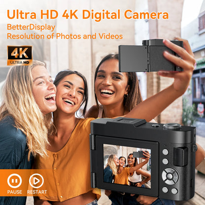 Digital Camera for Photography Camera with 2.8" 180° Flip Screen 16X  Shoot Camara with 32GB Micro SD Card for Beginner Gifts