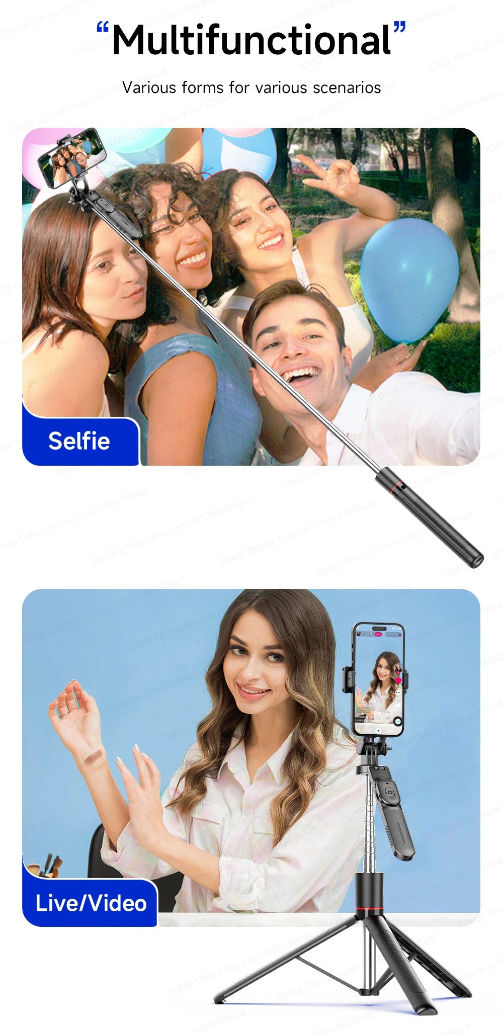 F16 Tripod 1/4'' Interface Extendable Selfie Stick for Smartphone 360° Rotat Shooting Vlog Video Live Broadcast Film with Remote