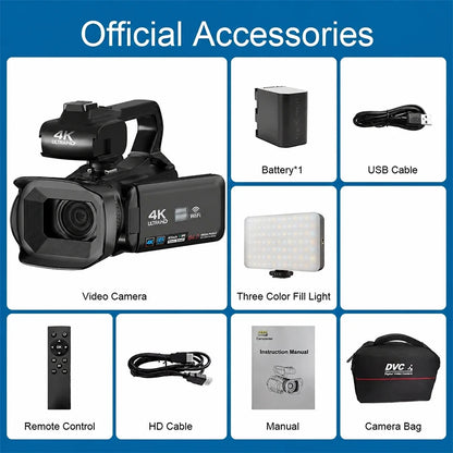 4K HD Video Cameras for Photography 64MP WiFi Livestream Webcam Camcorder 18X Digital Zoom Vlog Recording Camera for YouTube