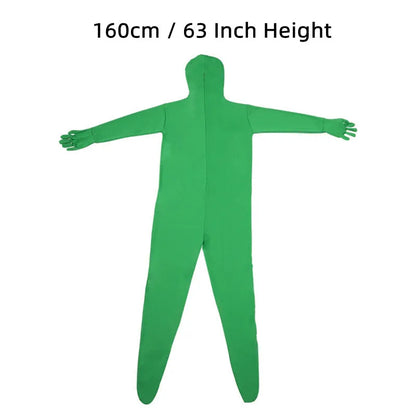 Stretchy Body Green Screen Suit Invisible Effect Tight Suit Bodysuit Unisex Costume for Photo Video Special Effect Festival