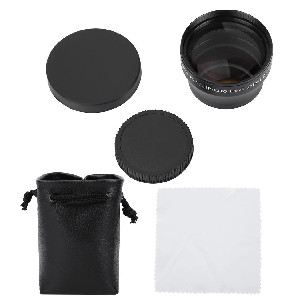 2X Lens Camera Lens 2X Magnification High Definition Converter Telephoto Lens for 37mm Mount Camera Lens High Definition Lens
