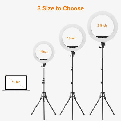 18 inch Ring Light with Tripod Stand 55W 3000-5800K CRI 90 Photo Studio Light for Vlog Video Shooting Makeup Selfie Ring Light