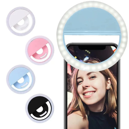 USB Charge Led Selfie Ring Light Mobile Phone Lens Lamp Adjustable Live Brightness Portable Rechargeable Selfie Fill Ring Light