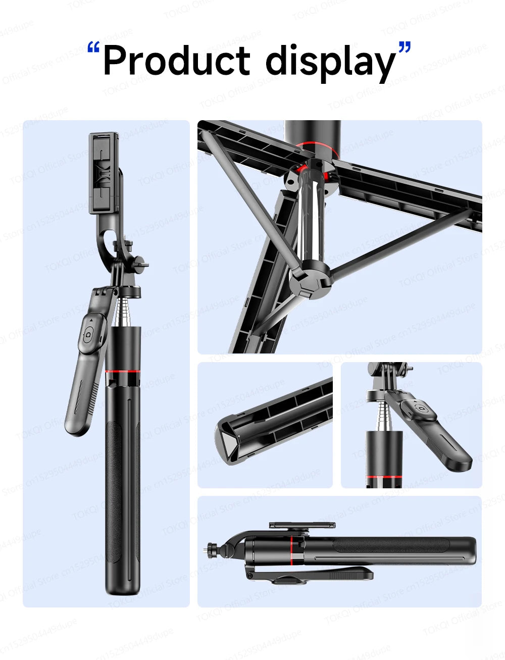 F16 Tripod 1/4'' Interface Extendable Selfie Stick for Smartphone 360° Rotat Shooting Vlog Video Live Broadcast Film with Remote