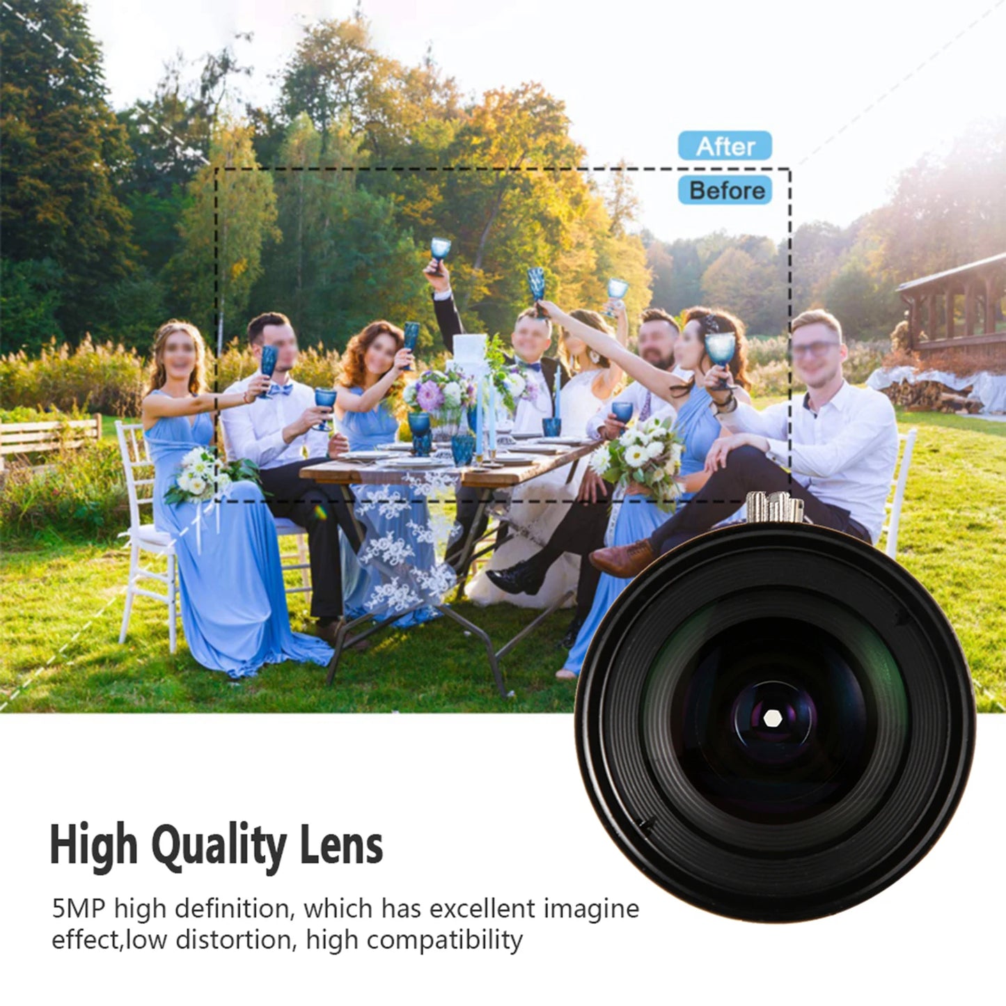 5MP Camera Lens Security Camera Lens 5MP HD Camera Lens 8mm Focal-Length Manual Aperture C Mount Security Surveillance CCTV Lens