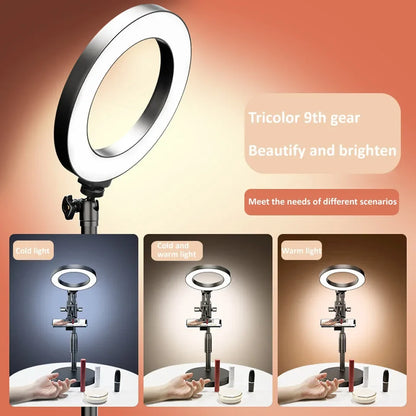 Ring Lamp Desktop Stand Lighting Professional Live Broadcast Fill Light For Nail Art With Tripod LED Ring Light Phone Holder