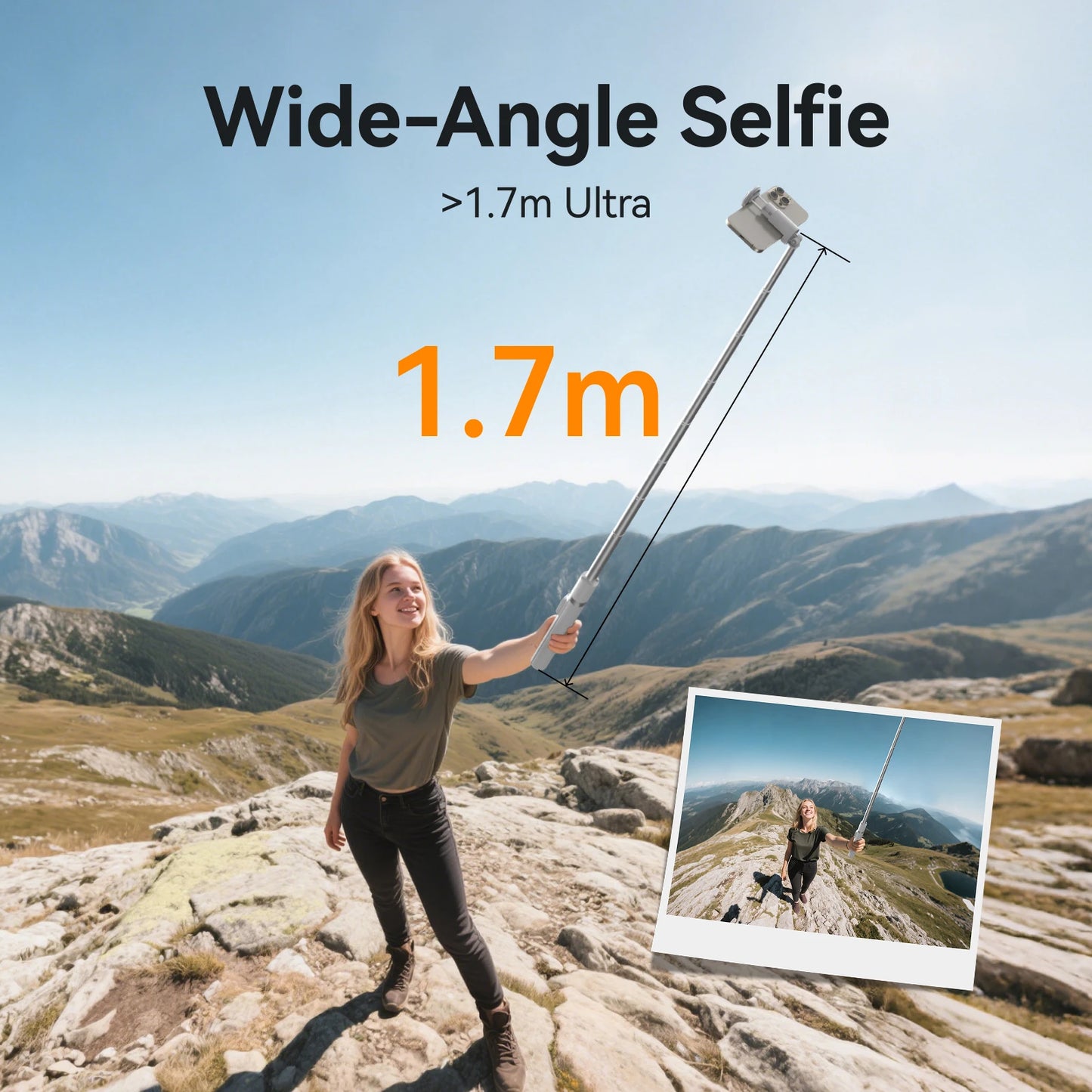 TELESIN Auto-Opening Tripod Selfie Stick with Remote Control Automatically Unfold Tripod Ground 1.7m Clamp-on Tripod for Phones