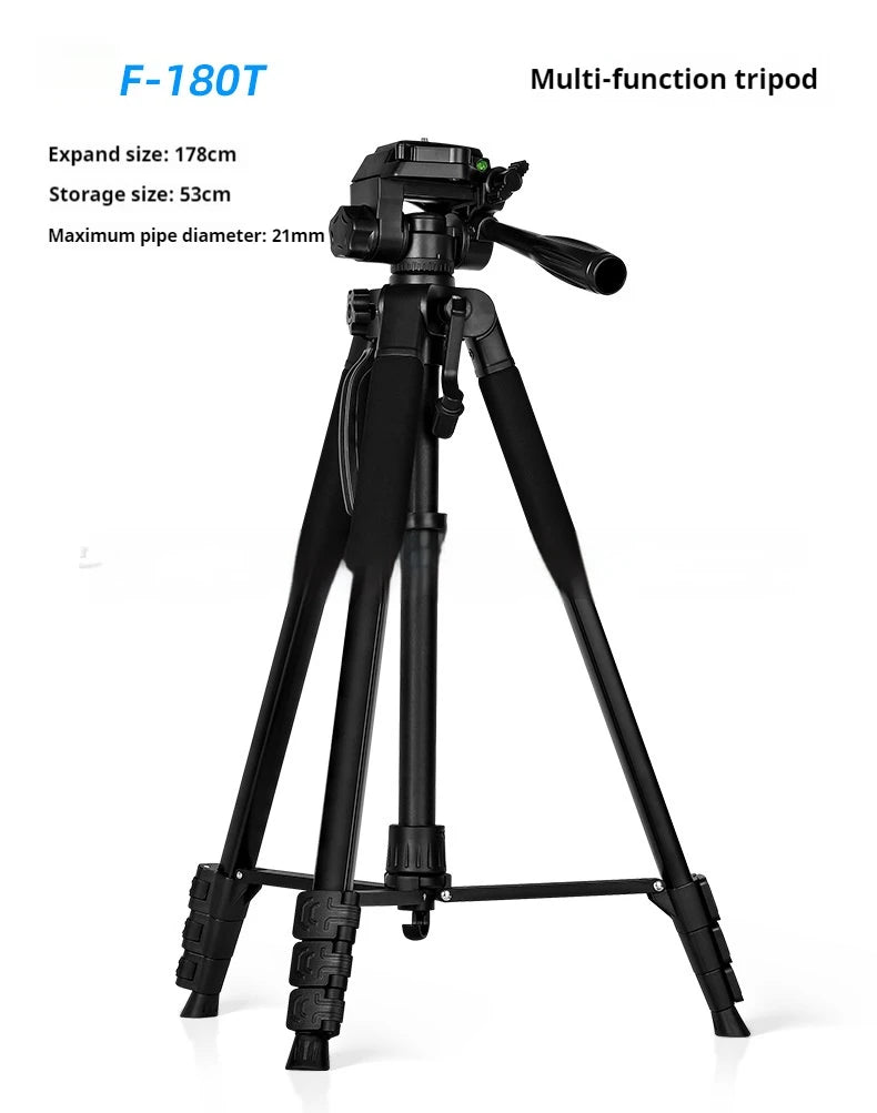 F180 Professional Tripod 180cm Phone HolderMultifunction Outdoor Portable Tripod for Live Streaming Photography Shooting Tripod
