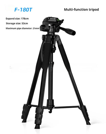 F180 Professional Tripod 180cm Phone HolderMultifunction Outdoor Portable Tripod for Live Streaming Photography Shooting Tripod