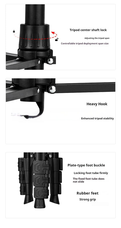 F180 Professional Tripod 180cm Phone HolderMultifunction Outdoor Portable Tripod for Live Streaming Photography Shooting Tripod
