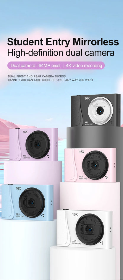 Retro CCD 24 Million Pixels Camcorder 4K Digital Camera 16x Zoom Compact Cameras Auto Focus for Adult Beginners Kids Photograph