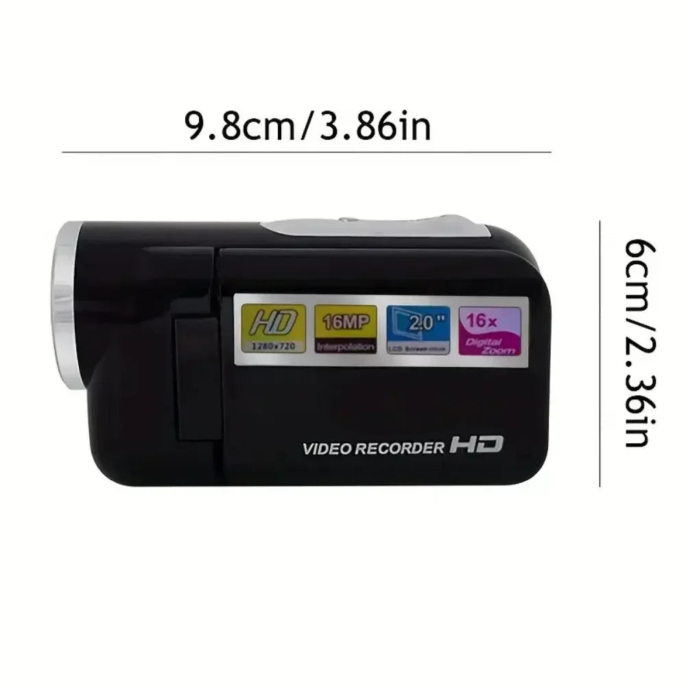 Mini Video DV Camcorder, 16MP 2 Inch LCD Digital Camera with LED Flash, Handheld Portable Home Outdoor Video Recorder Gift