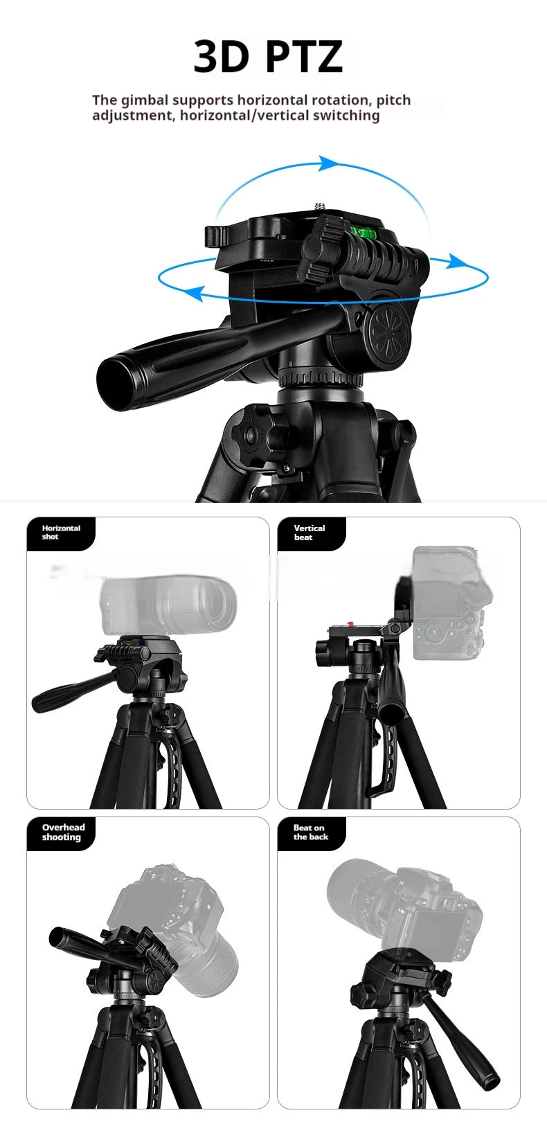 F180 Professional Tripod 180cm Phone HolderMultifunction Outdoor Portable Tripod for Live Streaming Photography Shooting Tripod