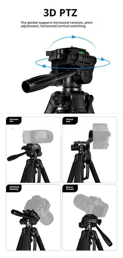 F180 Professional Tripod 180cm Phone HolderMultifunction Outdoor Portable Tripod for Live Streaming Photography Shooting Tripod